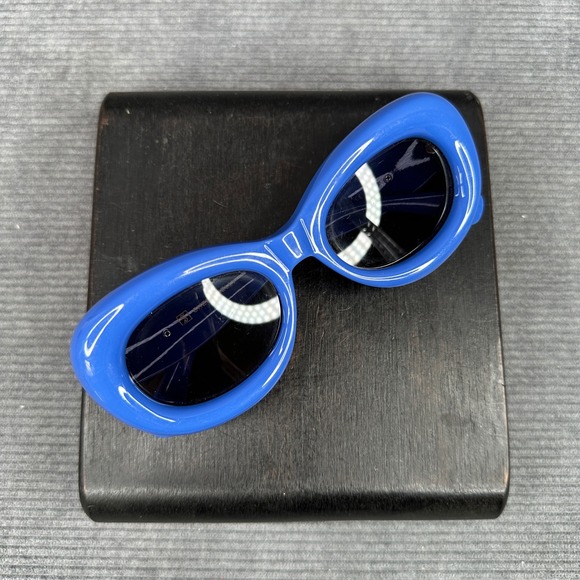 Sheen Kelly 3395 Blue Thick Frame Oval Y2K Sunglasses Retro Mod Style Vintage main image 4